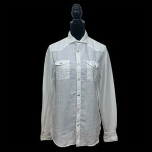 Baird McNutt Women's M White Linen Murano Slim Fit Western Snap Button Shirt